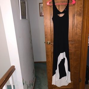 Wet Seal High Low Black White Maxi Dress Open M